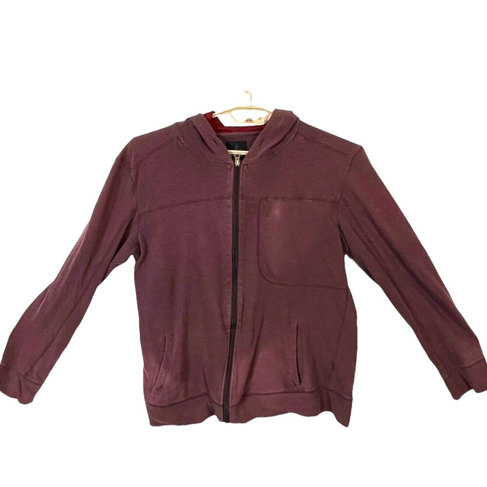 PrAna Breathe Womens Distressed Sun Faded Maroon Full Zip Hoodie Size Large